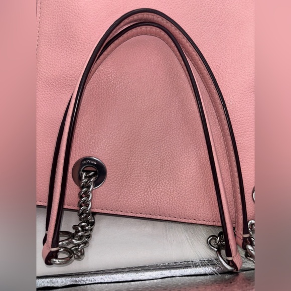 COACH Pink Turnlock Chain Tote 27 in Polished Pebble Leather pink Valentines - Picture 5 of 16